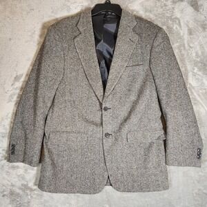 Towncraft Blazer‎ Men's 40R Gray Herringbone Tweed Wool/Lana Sport Coat Jacket